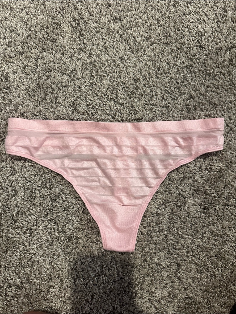 Victoria's Secret Light Pink Sheer Stripe Thong